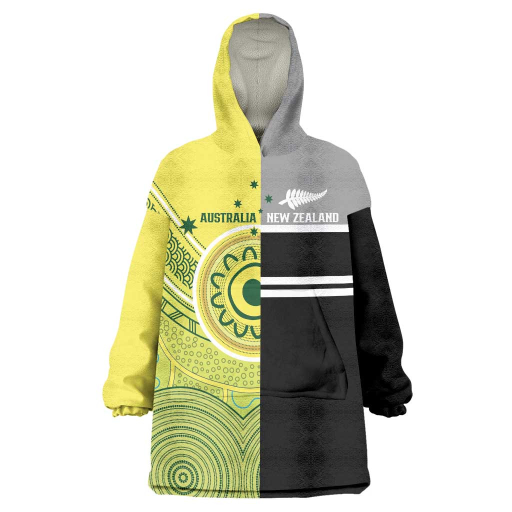 Custom Cricket AUNZ Spirit Wearable Blanket Hoodie Aussie New Zealand Retro Edition