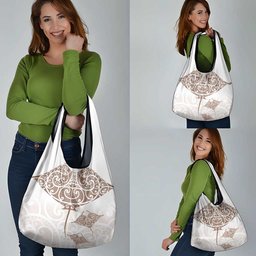 New Zealand Manta Ray Tattoo Grocery Bag Aotearoa Maori Haehae Beige