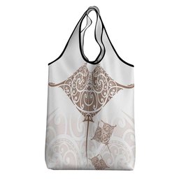 New Zealand Manta Ray Tattoo Grocery Bag Aotearoa Maori Haehae Beige