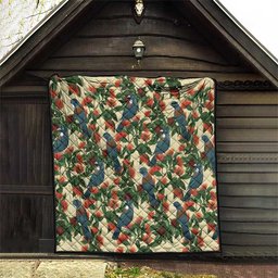 New Zealand Christmas Quilt Romantic Tui Birds on Pohutukawa - Ivory