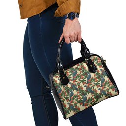 New Zealand Christmas Shoulder Handbag Romantic Tui Birds on Pohutukawa - Ivory