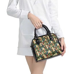 New Zealand Christmas Shoulder Handbag Romantic Tui Birds on Pohutukawa - Ivory