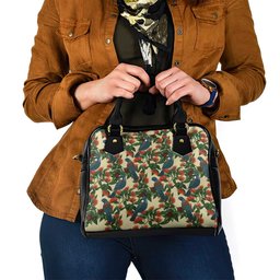 New Zealand Christmas Shoulder Handbag Romantic Tui Birds on Pohutukawa - Ivory