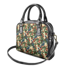 New Zealand Christmas Shoulder Handbag Romantic Tui Birds on Pohutukawa - Ivory