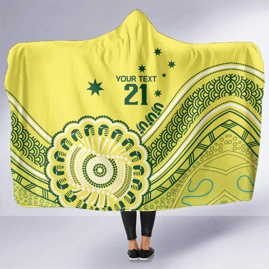 Custom Cricket Aussie Pride Hooded Blanket Aboriginal Dot Art Cricket