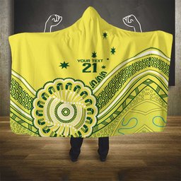 Custom Cricket Aussie Pride Hooded Blanket Aboriginal Dot Art Cricket