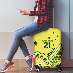 Custom Cricket Aussie Pride Luggage Cover Aboriginal Dot Art Cricket