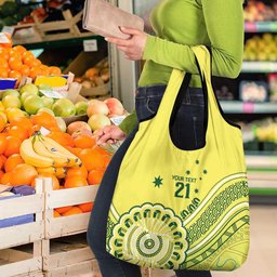 Custom Cricket Aussie Pride Grocery Bag Aboriginal Dot Art Cricket