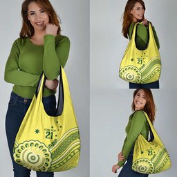 Custom Cricket Aussie Pride Grocery Bag Aboriginal Dot Art Cricket