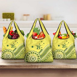 Custom Cricket Aussie Pride Grocery Bag Aboriginal Dot Art Cricket