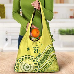 Custom Cricket Aussie Pride Grocery Bag Aboriginal Dot Art Cricket