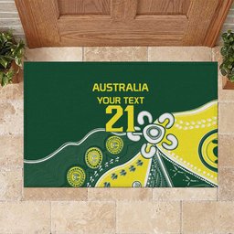 Custom Cricket Aussie Pride Rubber Doormat Indigenous Inspired