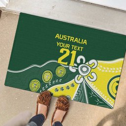 Custom Cricket Aussie Pride Rubber Doormat Indigenous Inspired