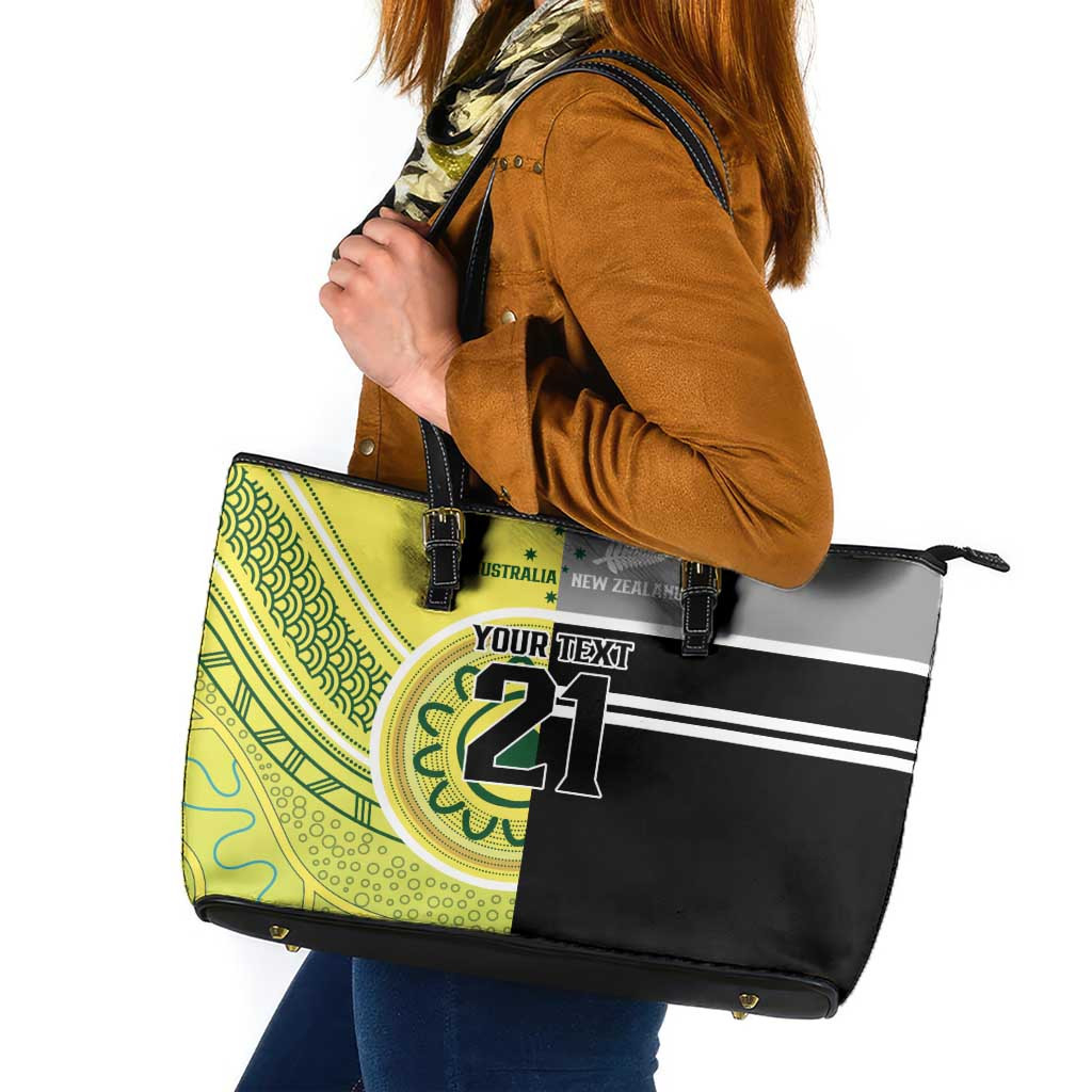 Custom Cricket AUNZ Spirit Leather Tote Bag Aussie New Zealand Retro Edition