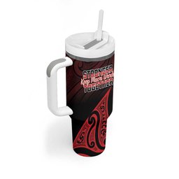 Personalised Keep Maori Wards New Zealand Tumbler With Handle Stronger Together Aotearoa Taniko