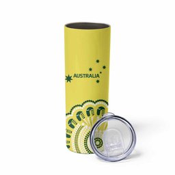 Custom Cricket Aussie Pride Skinny Tumbler Aboriginal Dot Art Cricket