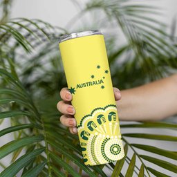 Custom Cricket Aussie Pride Skinny Tumbler Aboriginal Dot Art Cricket