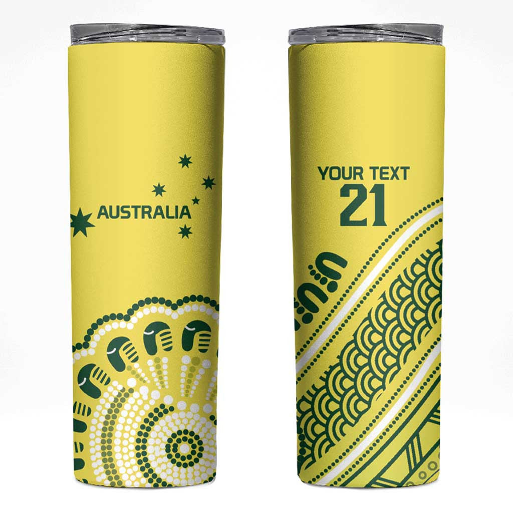 Custom Cricket Aussie Pride Skinny Tumbler Aboriginal Dot Art Cricket
