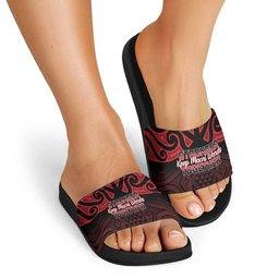 Keep Maori Wards New Zealand Slide Sandals Stronger Together Aotearoa Taniko