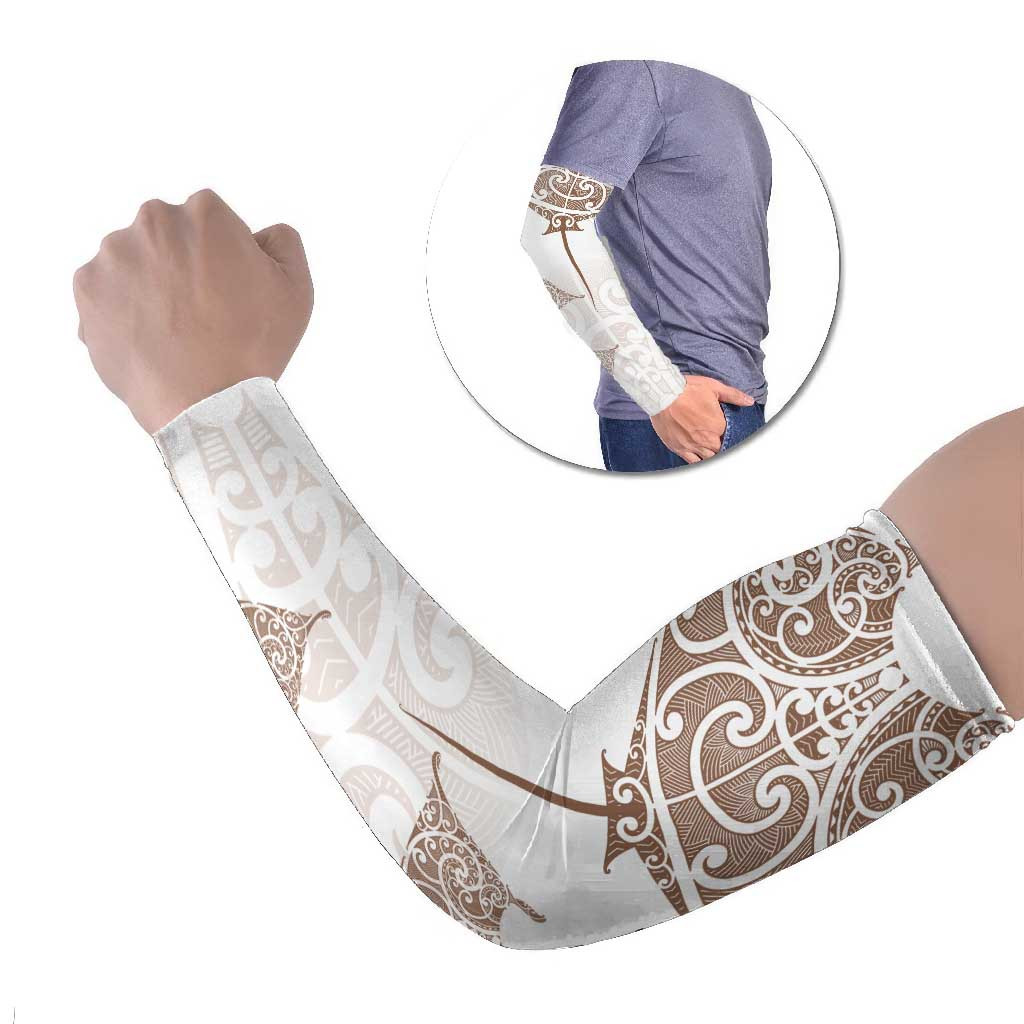 New Zealand Manta Ray Tattoo Arm Sleeves Aotearoa Maori Haehae Beige