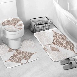 New Zealand Manta Ray Tattoo Bathroom Set Aotearoa Maori Haehae Beige