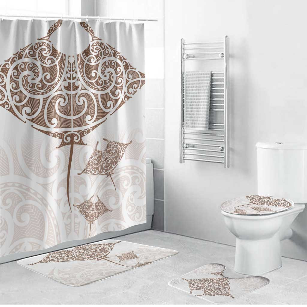 New Zealand Manta Ray Tattoo Bathroom Set Aotearoa Maori Haehae Beige