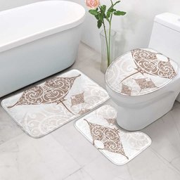 New Zealand Manta Ray Tattoo Bathroom Set Aotearoa Maori Haehae Beige