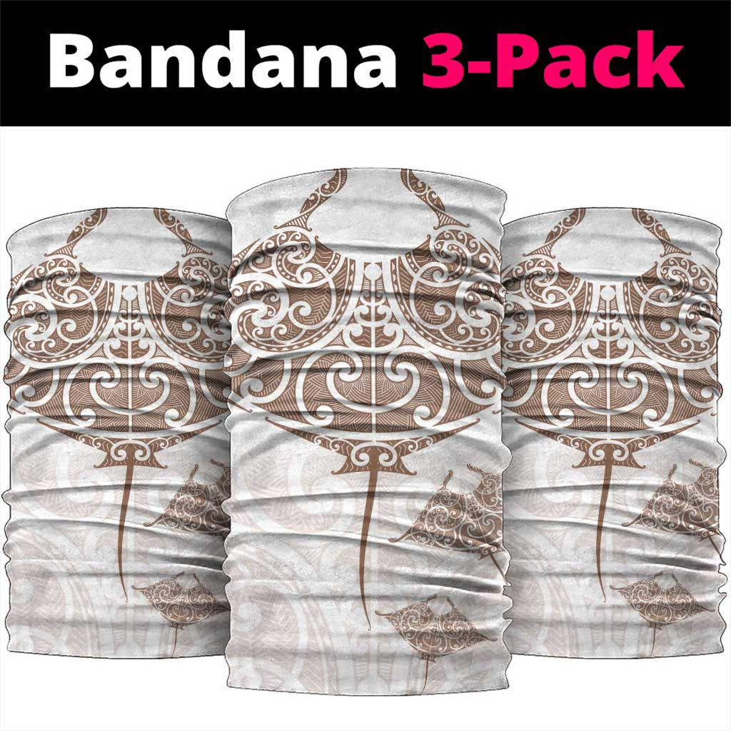 New Zealand Manta Ray Tattoo Neck Gaiter Aotearoa Maori Haehae Beige