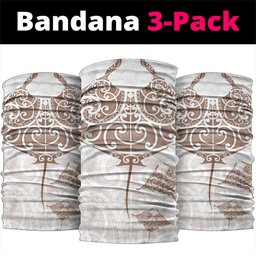 New Zealand Manta Ray Tattoo Neck Gaiter Aotearoa Maori Haehae Beige