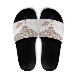 New Zealand Manta Ray Tattoo Slide Sandals Aotearoa Maori Haehae Beige