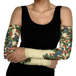 New Zealand Christmas Arm Sleeves Romantic Tui Birds on Pohutukawa - Ivory