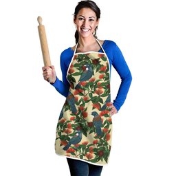 New Zealand Christmas Apron Romantic Tui Birds on Pohutukawa - Ivory