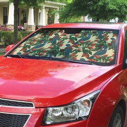 New Zealand Christmas Auto Sun Shade Romantic Tui Birds on Pohutukawa - Ivory