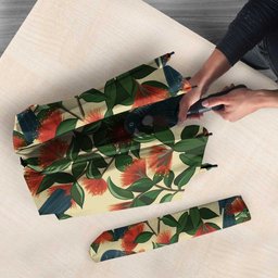 New Zealand Christmas Umbrella Romantic Tui Birds on Pohutukawa - Ivory