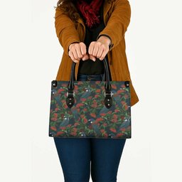 New Zealand Christmas Leather Bag Romantic Tui Birds on Pohutukawa - Cobalt
