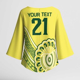 Custom Cricket Aussie Pride Kimono Sleeve Blouse Aboriginal Dot Art Cricket