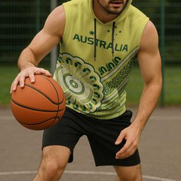Custom Cricket Aussie Pride Sleeveless Hoodie Aboriginal Dot Art Cricket