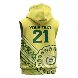Custom Cricket Aussie Pride Sleeveless Hoodie Aboriginal Dot Art Cricket