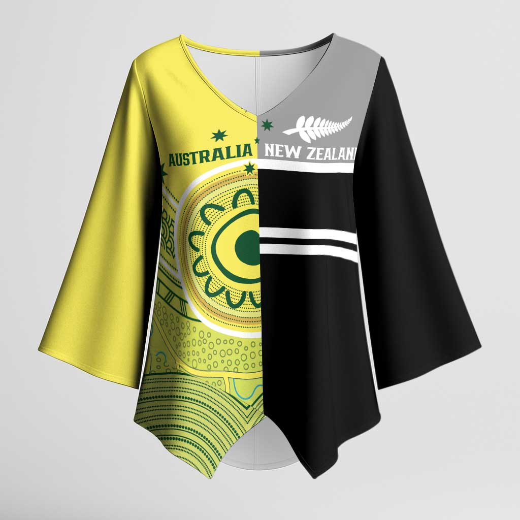 Custom Cricket AUNZ Spirit Kimono Sleeve Blouse Aussie New Zealand Retro Edition