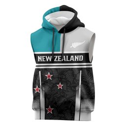 Custom NZ Cricket Pride Sleeveless Hoodie Silver Fern Fan Supporter Apparel