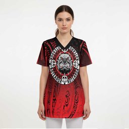 Aotearoa Bulldog Scrub Top New Zealand Kowhaiwhai Tribal