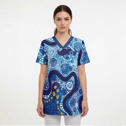Australia Indigenous Blue Ribbon Scrub Top Mo Bros Mustache