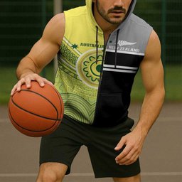 Custom Cricket AUNZ Spirit Sleeveless Zip Hoodie Aussie New Zealand Retro Edition