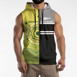 Custom Cricket AUNZ Spirit Sleeveless Zip Hoodie Aussie New Zealand Retro Edition