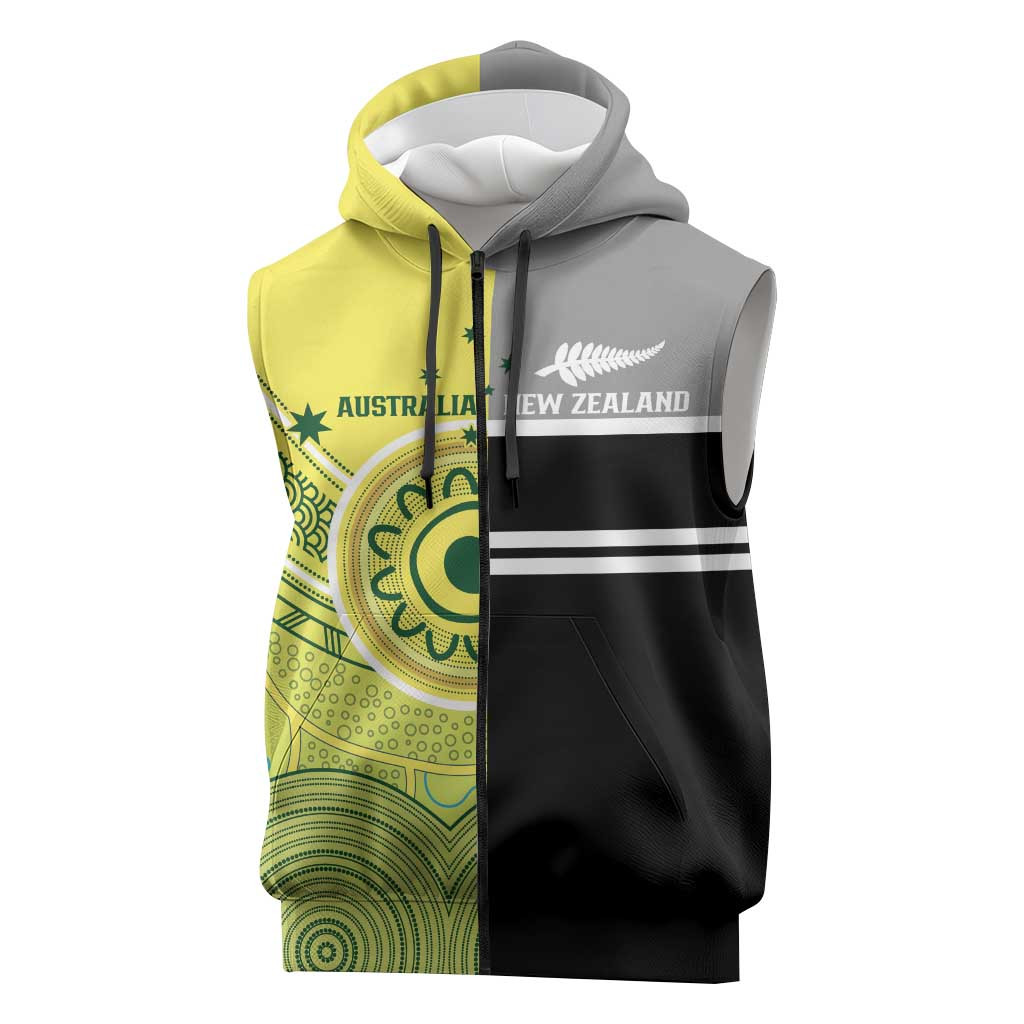 Custom Cricket AUNZ Spirit Sleeveless Zip Hoodie Aussie New Zealand Retro Edition