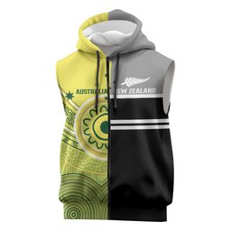 Custom Cricket AUNZ Spirit Sleeveless Zip Hoodie Aussie New Zealand Retro Edition