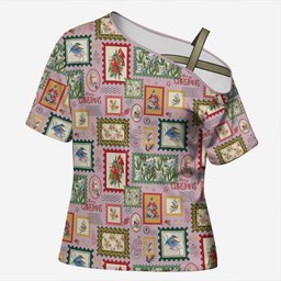Aussie Birds Christmas La La Land Cross Shoulder Shirt Pink Vintage Stamp Edition