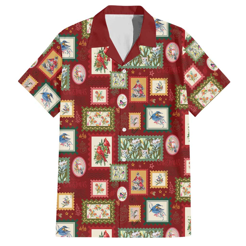 Aussie Birds Christmas La La Land Hawaiian Shirt Red Vintage Stamp Edition