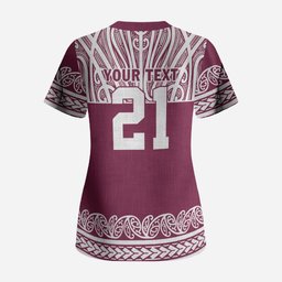 Queensland Maori Nga Hau E Wha Custom Scrub Top Polynesian Maori Tribal Pattern