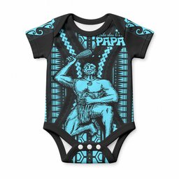 Aotearoa Father's Day Gift For Dad Baby Onesie Aroha Ahau Ki A Koe Papa - Aqua Maori Style Pattern